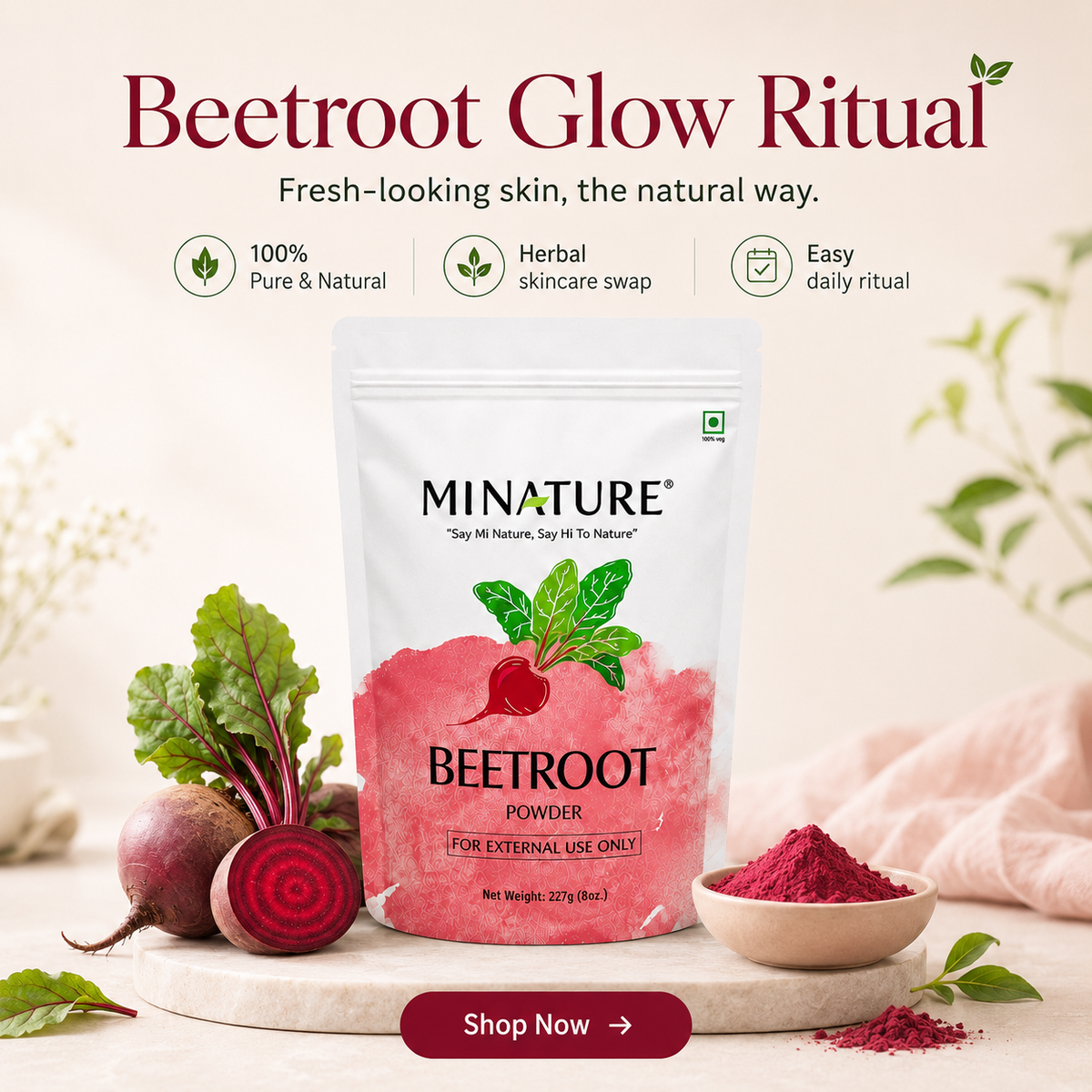 MINATURE Beetroot Powder Face Pack for Natural-Looking Glow – product image